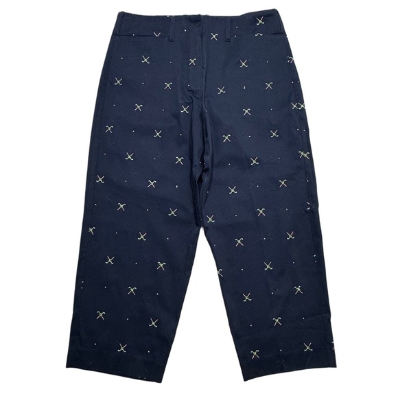 {Izod} "Flex" Novelty Golf Ball Country Club Print Blue Pink 8 Crop Capri Pants - Picture 1 of 4
